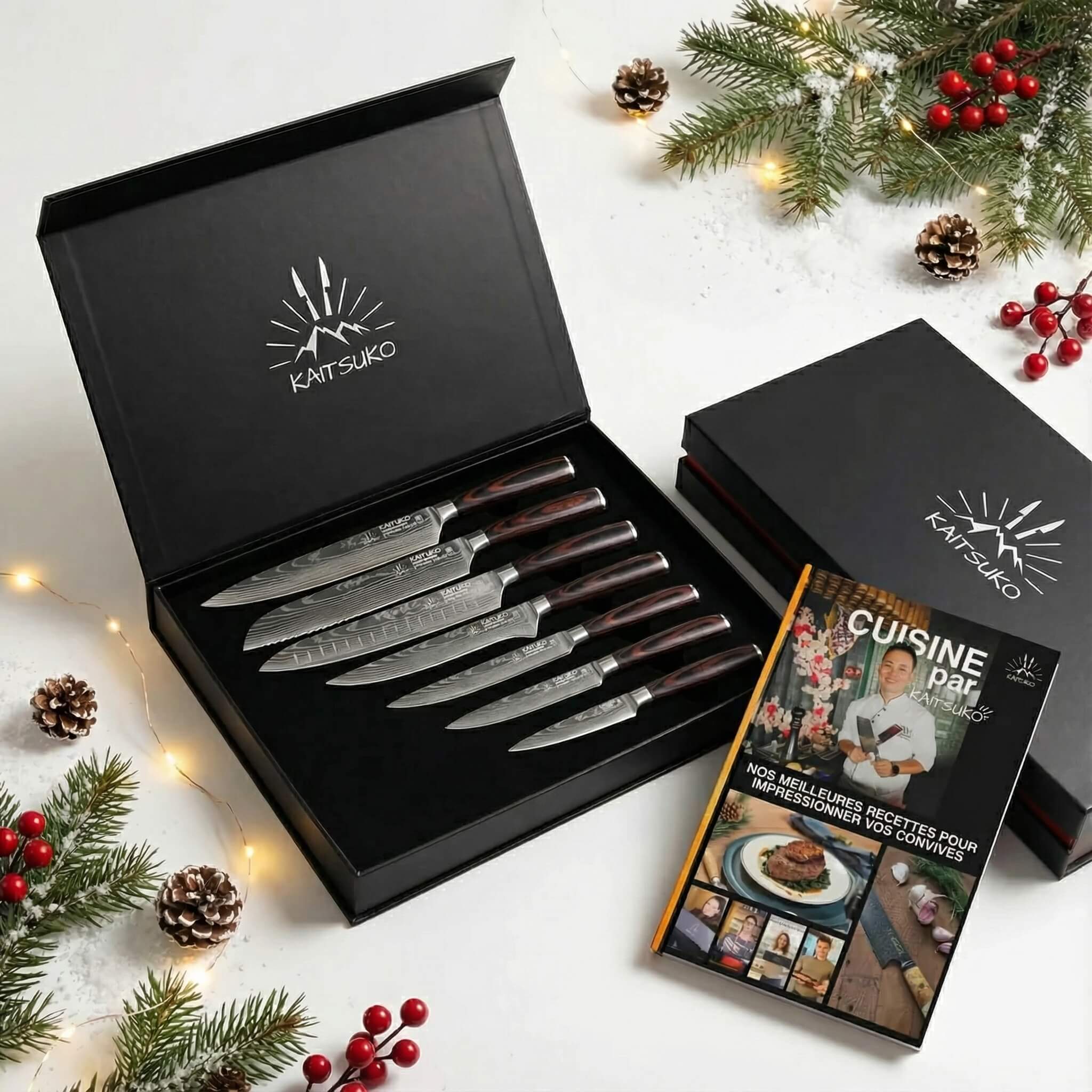 Christmas Magic Pack - The Complete Holiday Set (7 Tanaka Japanese Chef Knives + 1 Recipe Book)