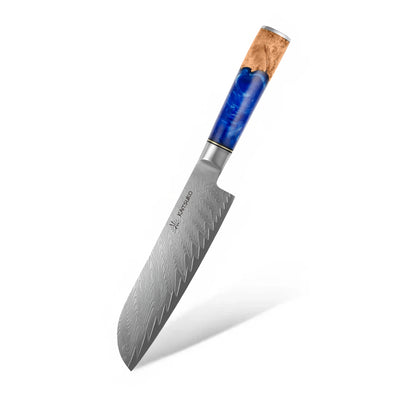 Couteau japonais Santoku Kaitsuko série mer jaune 