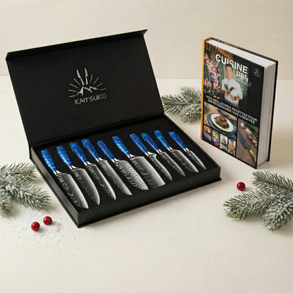 Christmas Magic Pack - The Ultimate Holiday Set (10 Tanaka Japanese Chef Knives + 1 Recipe Book) 