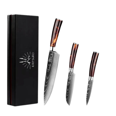Set of 3 Japanese knives - Chef Tanaka - Land of Fire