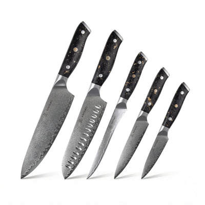 Set de 5 couteaux japonais Yakumoto Carbon Gold