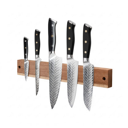 support mural magnétique en bois pour couteaux de cuisine